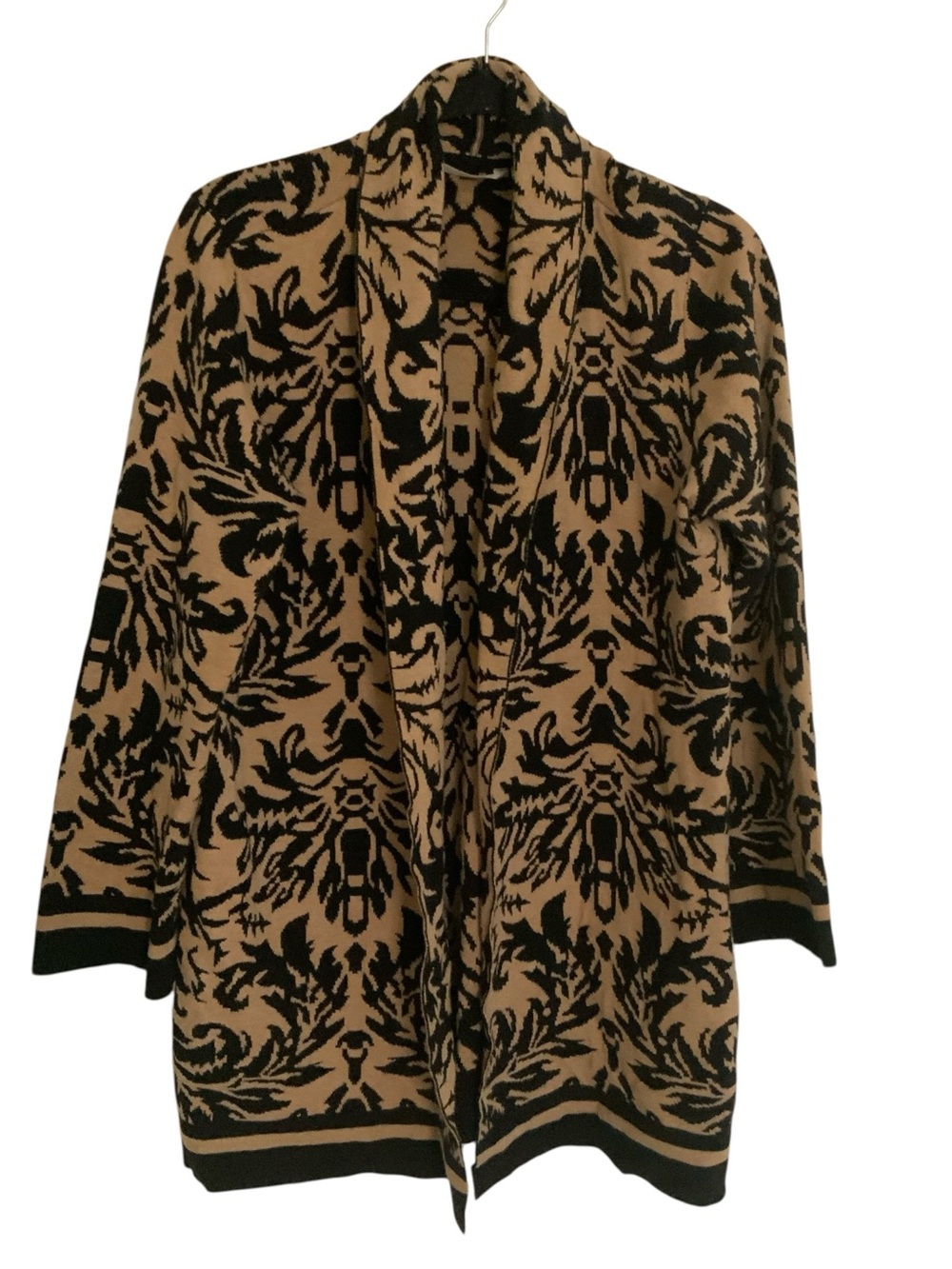SOFT SURROUNDINGS  100% Cotton Westcourt Camel & Black Cardigan Sweater- SZ M